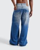 Jean Azul Wide Leg Stitched