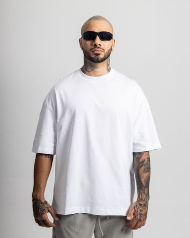 Camiseta para hombre básica blanca oversize