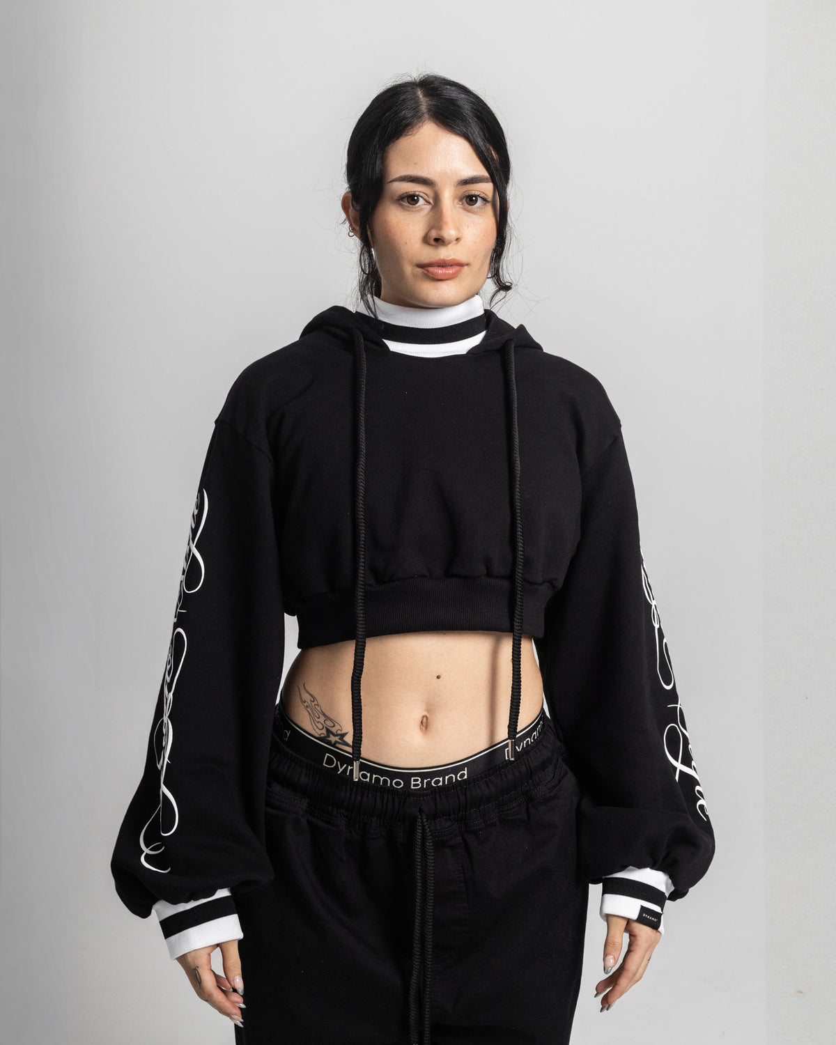 Crop Top Script Black