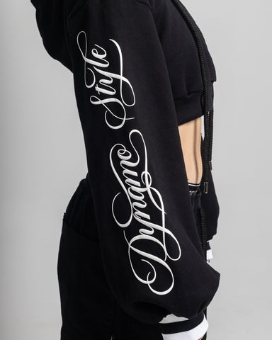 Crop Top Script Black