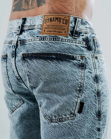 Jeans Regular Para Hombre Azul Con Salpicaduras