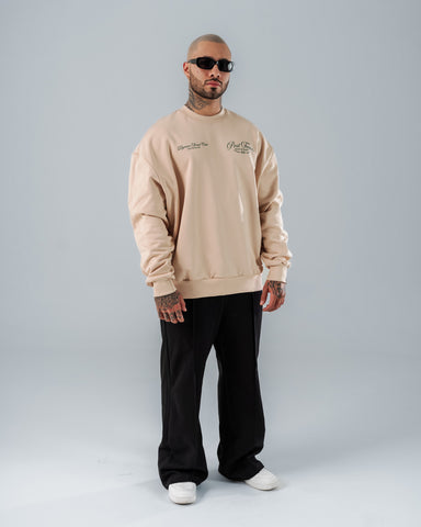 Hoodie Oversize Para Hombre Beige Post Tenis