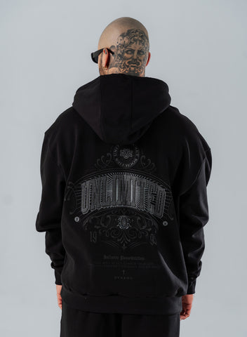 Hoodie Oversize Para Hombre Negro Unlimited