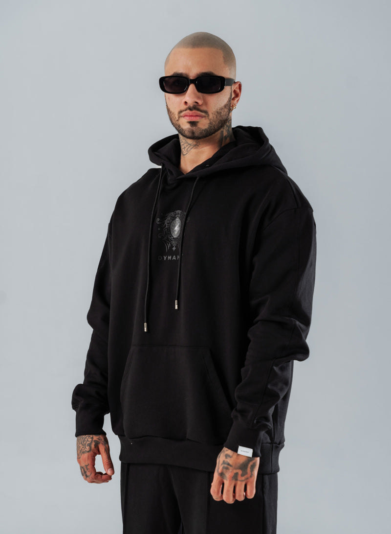 Hoodie Oversize Para Hombre Negro Unlimited