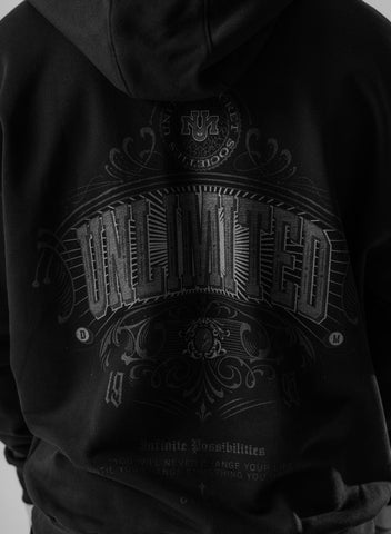 Hoodie Oversize Para Hombre Negro Unlimited