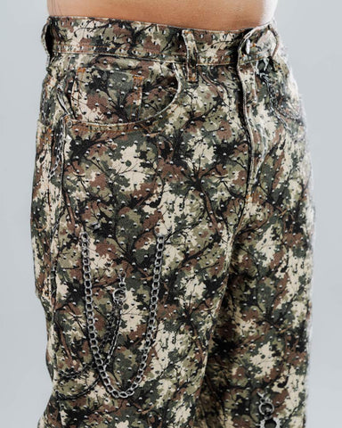 Jean Baggy Camuflado con Cadenas