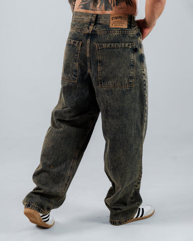 Jeans Baggy Para Hombre Azul Con Efecto Lavado