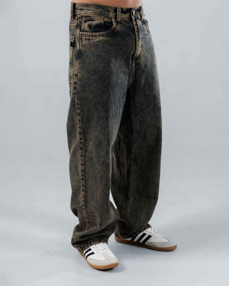 Jeans Baggy Para Hombre Azul Con Efecto Lavado