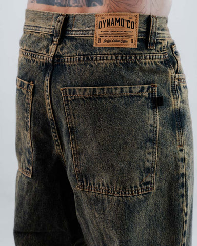 Jeans Baggy Para Hombre Azul Con Efecto Lavado