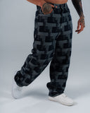 Jeans Baggy Para Hombre Azul Jacqard Cuadros