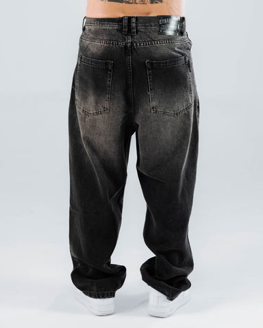 Jeans Baggy Para Hombre Negro Con Laser