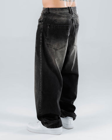 Jeans Baggy Para Hombre Negro Con Laser