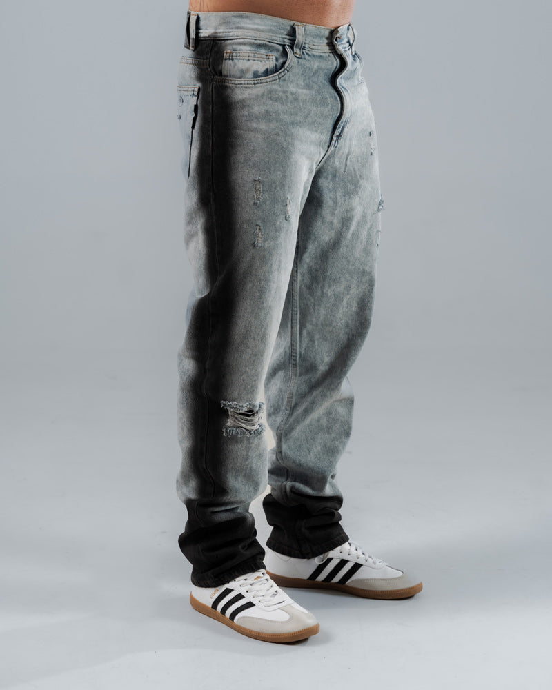 Jeans Regular Para Hombre Azul Claro Con Aerografía