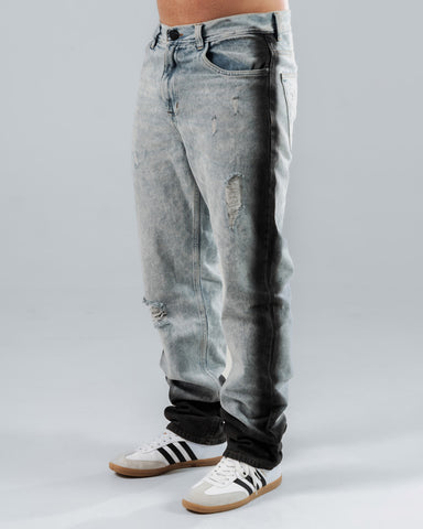 Jeans Regular Para Hombre Azul Claro Con Aerografía