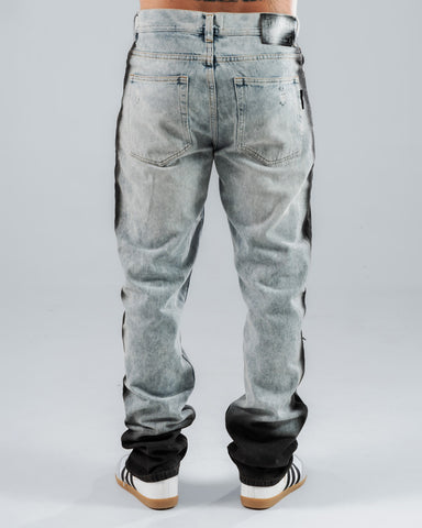 Jeans Regular Para Hombre Azul Claro Con Aerografía