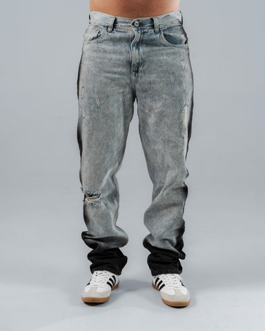 Jeans Regular Para Hombre Azul Claro Con Aerografía