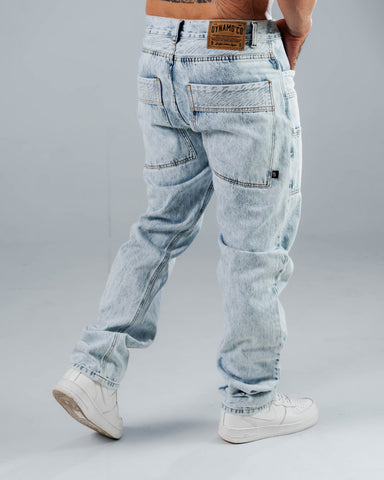 Jeans Regular Para Hombre Azul Con Contraste