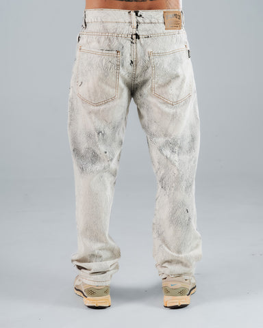 Jeans Regular Para Hombre Blanco Print