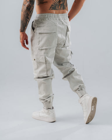 Jogger Para Hombre Cargo Básico Gris Claro