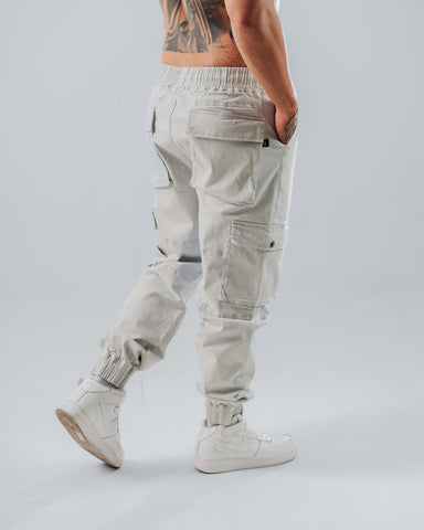 Jogger Para Hombre Cargo Básico Gris Claro