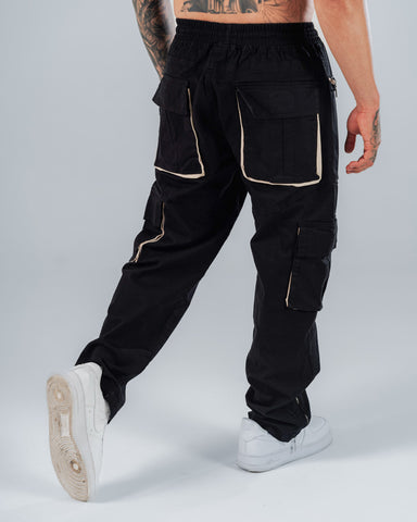 Jogger Para Hombre Straight Negro Con Bolsillos