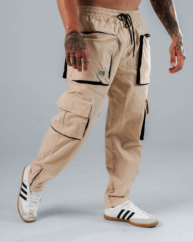 Jogger Straight Beige Con Bolsillos Laterales