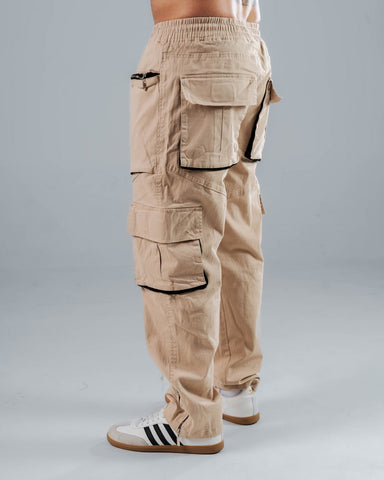 Jogger Straight Beige Con Bolsillos Laterales