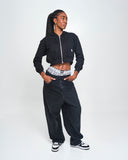 Crop Top Buso Capucha Negro