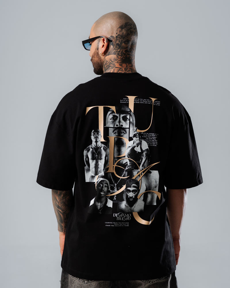 Camiseta Para Hombre Oversize Negra West Cast Vibes