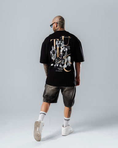 Camiseta Para Hombre Oversize Negra West Cast Vibes