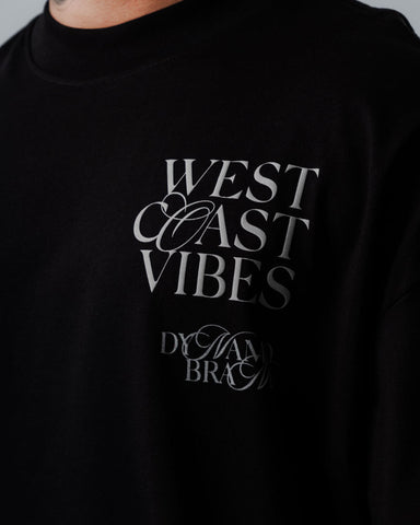 Camiseta Para Hombre Oversize Negra West Cast Vibes