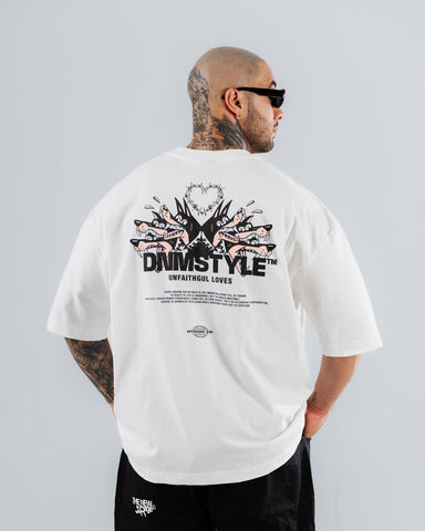 Camiseta Para Hombre Oversize Blanco  Unfaithgul Loves