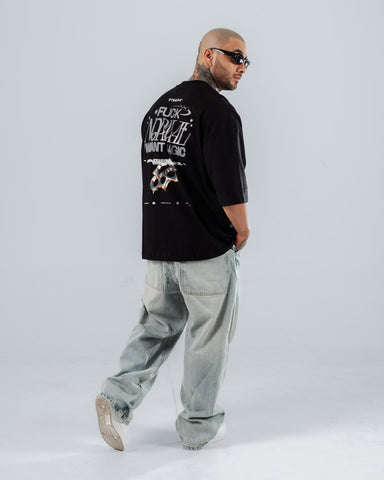 Camiseta Para Hombre Oversize Negra F*ck Normal