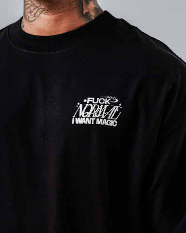 Camiseta Para Hombre Oversize Negra F*ck Normal