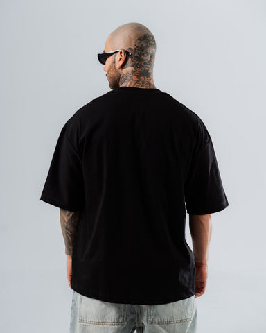 Camiseta Para Hombre Oversize Negra Rebellion