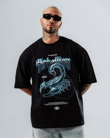 Camiseta Para Hombre Oversize Negra Rebellion