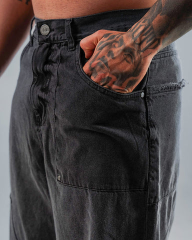 Jeans Baggy Para Hombre Negro Bolsillo Lateral