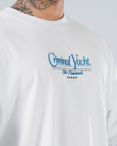 Camiseta Para Hombre Oversize Blanca Cr*minal Yacht