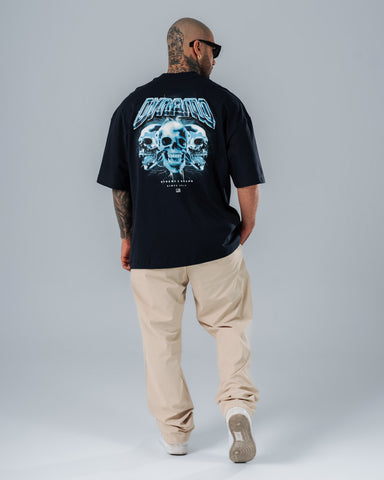 Camiseta Para Hombre Oversize Azul Noche Skull