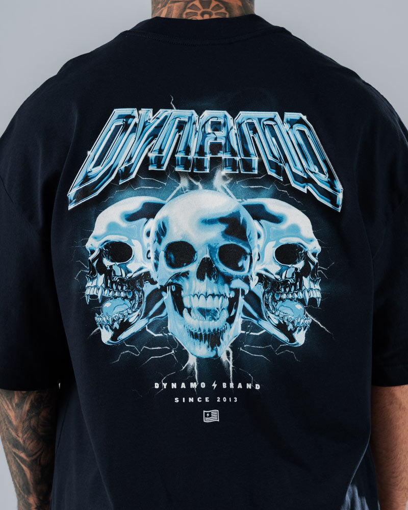 Camiseta Para Hombre Oversize Azul Noche Skull