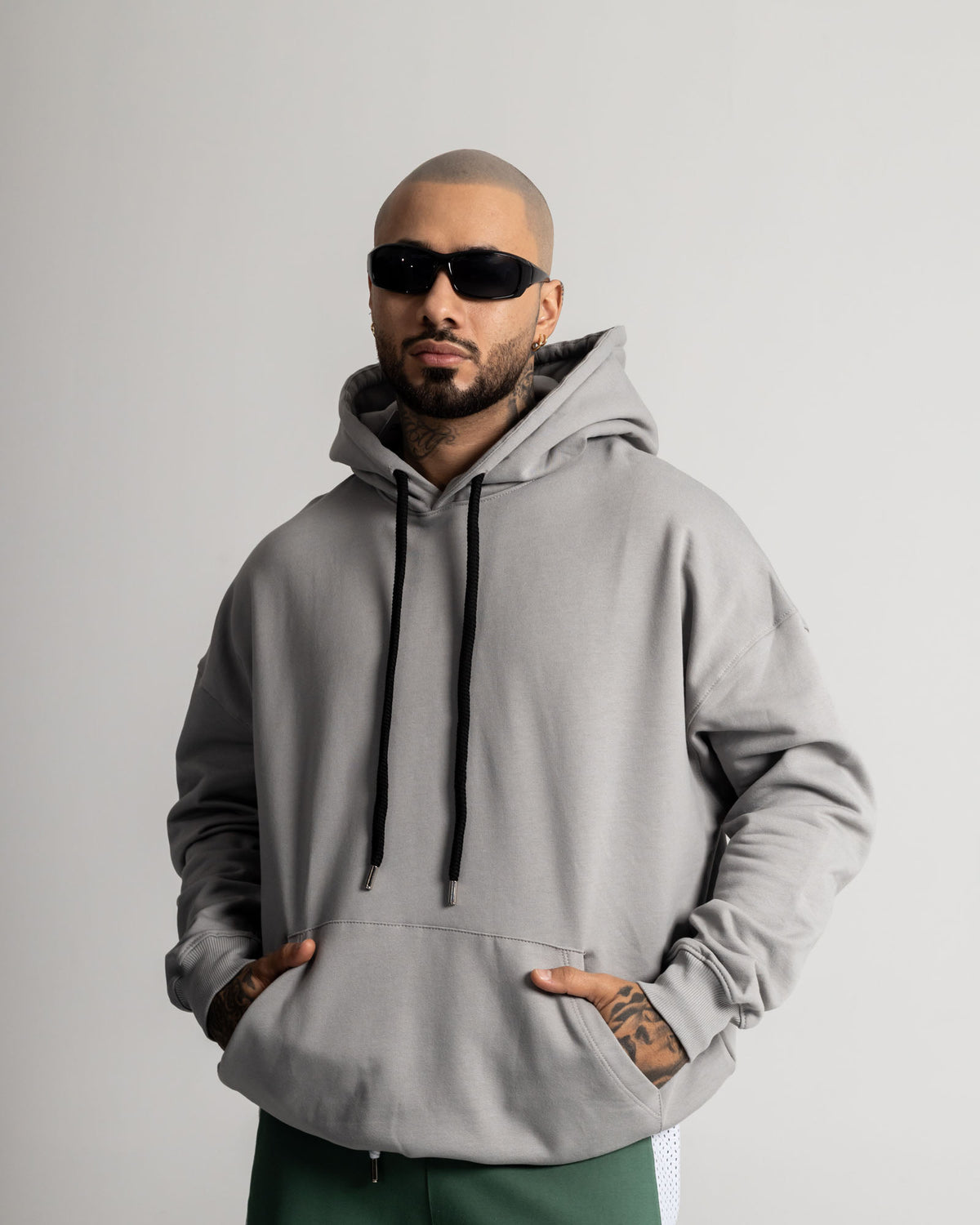 Hoodie Oversize Gris Cemento Basico