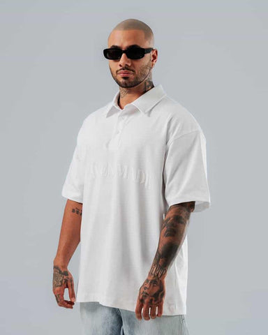 Polo Oversize Para Hombre Blanco Heaven Made