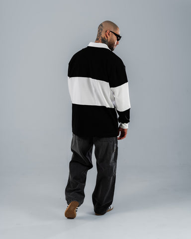 Polo Oversize Para Hombre Negro y Blanco The Stoners