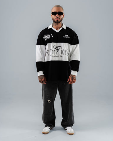 Polo Oversize Para Hombre Negro y Blanco The Stoners