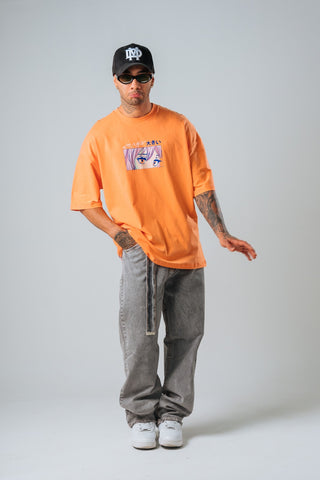 Camiseta Oversize Naranja Anime