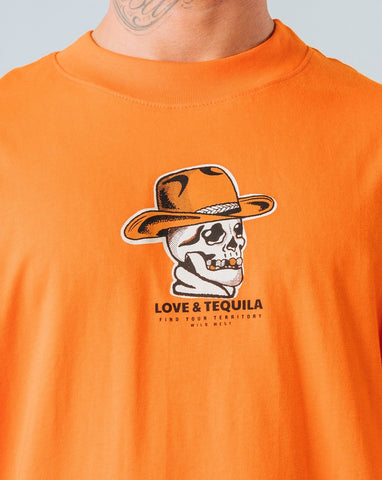 Camiseta Oversize Naranja Calavera