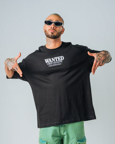 Camiseta Oversize Negro Wanted