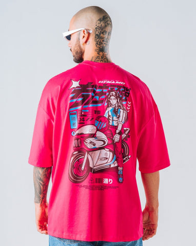 Camiseta Oversize Magenta Motorcycle