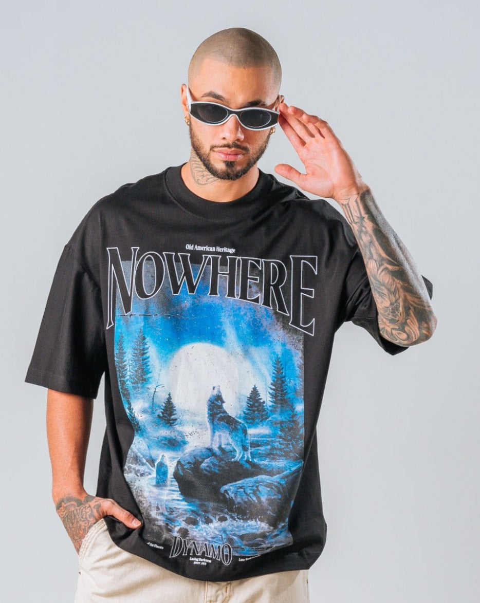 Camiseta Oversize Negro Nowhere
