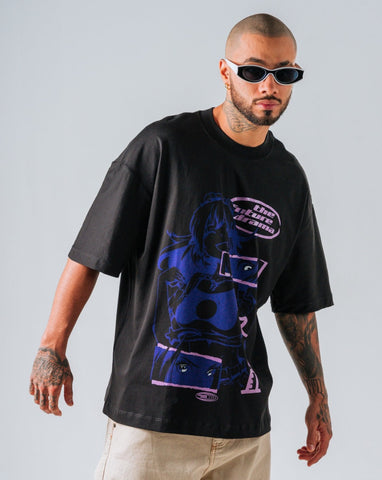 Camiseta Oversize Negro Anime